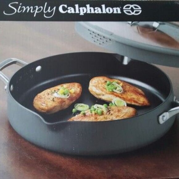 Simply Calphalon Commercial Aluminum Cookware #5005 5 qt Saute Skillet & Cover - Picture 2 of 11